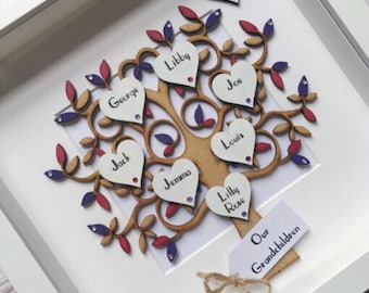 Family Tree Frame - Gift For Mum - Gift for Dad - Father's Day - Handmade Keepsake - Family Gift -  Mother's Day - Personalised Frame