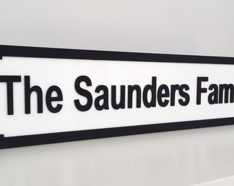 Street Sign - Family Sign - Personalised Gift - Family Gift - Name Sign - Personalised Street Sign - New Home - Wedding Gift - Monochrome