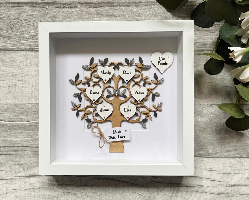 Personalised Mothers Day Gift Family Tree Frame Wooden Family Tree Our Family Tree Family Keepsake Wedding Gift Anniversary Gift image 1