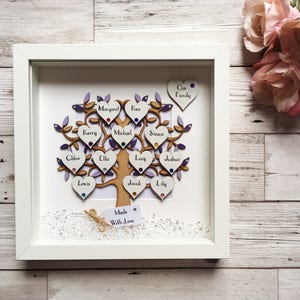 Gifts for Her - Personalised LARGE sized Family Tree Frame (10-15 name hearts) - Family Gift - Customised Frame - Ancestry - Bespoke For You