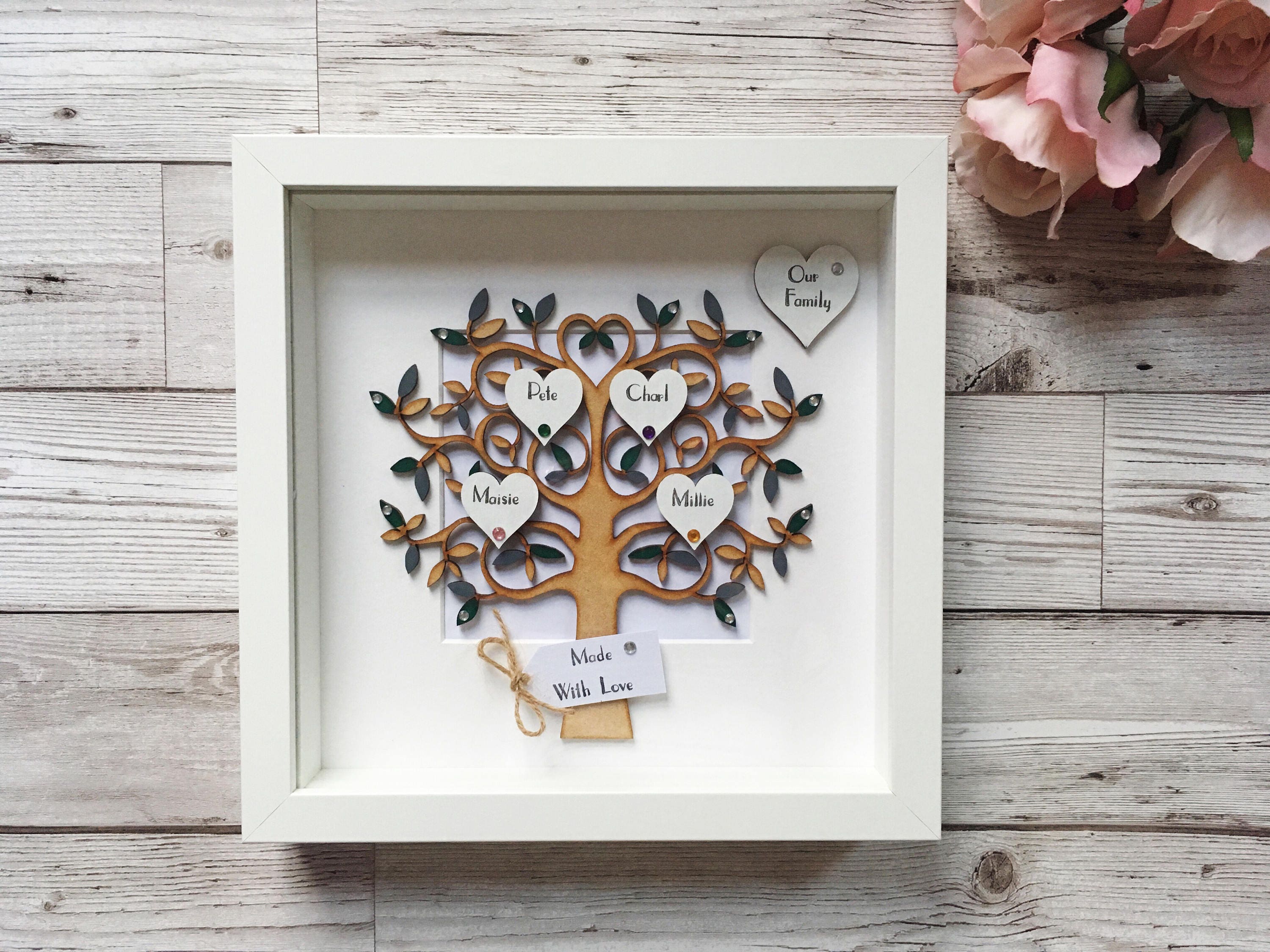 Personalised Family Tree Frame Keepsake Wooden Family Tree Etsy