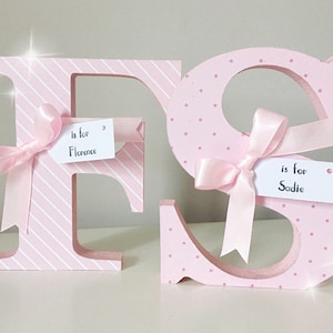 Letras de madera decoradas - Letras de guardería - Letras de nombre - Decoración de guardería - Nuevo bebé - Letras de pared - Letras decoradas - Cartas personalizadas