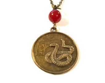 SNAKE YEAR - CHOOSE your Stone - Chinese Zodiac - Lunar New Year Gift - Birthday Gift - Asian Vibes - Chinese Gift - Snake Necklace