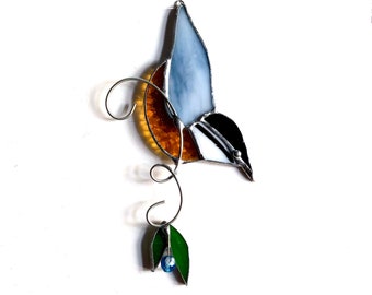 NUTHATCH - Sun Catcher - Window Ornament - Bird Lover Gift - Hostess Gift - Naturalist Gift - Cottage - Love the Birds - Studio Debera - NH4