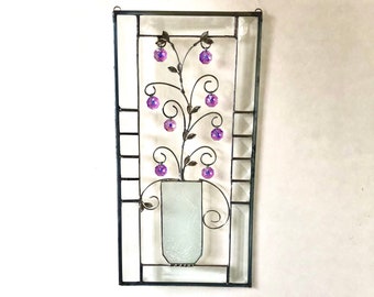 CRYSTAL FLOWERS - Suncatcher - Window Panel - Stained Glass - Suncatcher - Window Ornament - Housewarming Gift - Hostess Gift