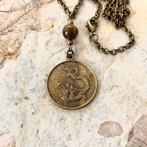 Year of the DRAGON - TIGER EYE - Lunar New Year - Chinese Zodiac Necklace - New Year - Dragon Gift - Dragon Amulet - Dragon Necklace - Z13