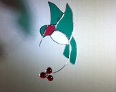 HUMMINGBIRD - Handcrafted Stained Glass - Window Ornament - Bird Lover 39 s Delight