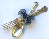 Vintage - KINGS Pattern - William Adams - EPSN A1 - Large Spoon Fork - Sheffield - England - Salad Servers - Old World Elegance