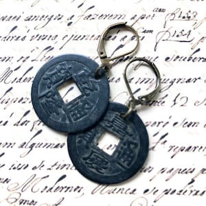 China Coin Earrings - I-Ching Earrings - Meditation Gift - Asian Boho Earrings - Hippie Earrings - Asian Steampunk Earrings - Lunar - S197