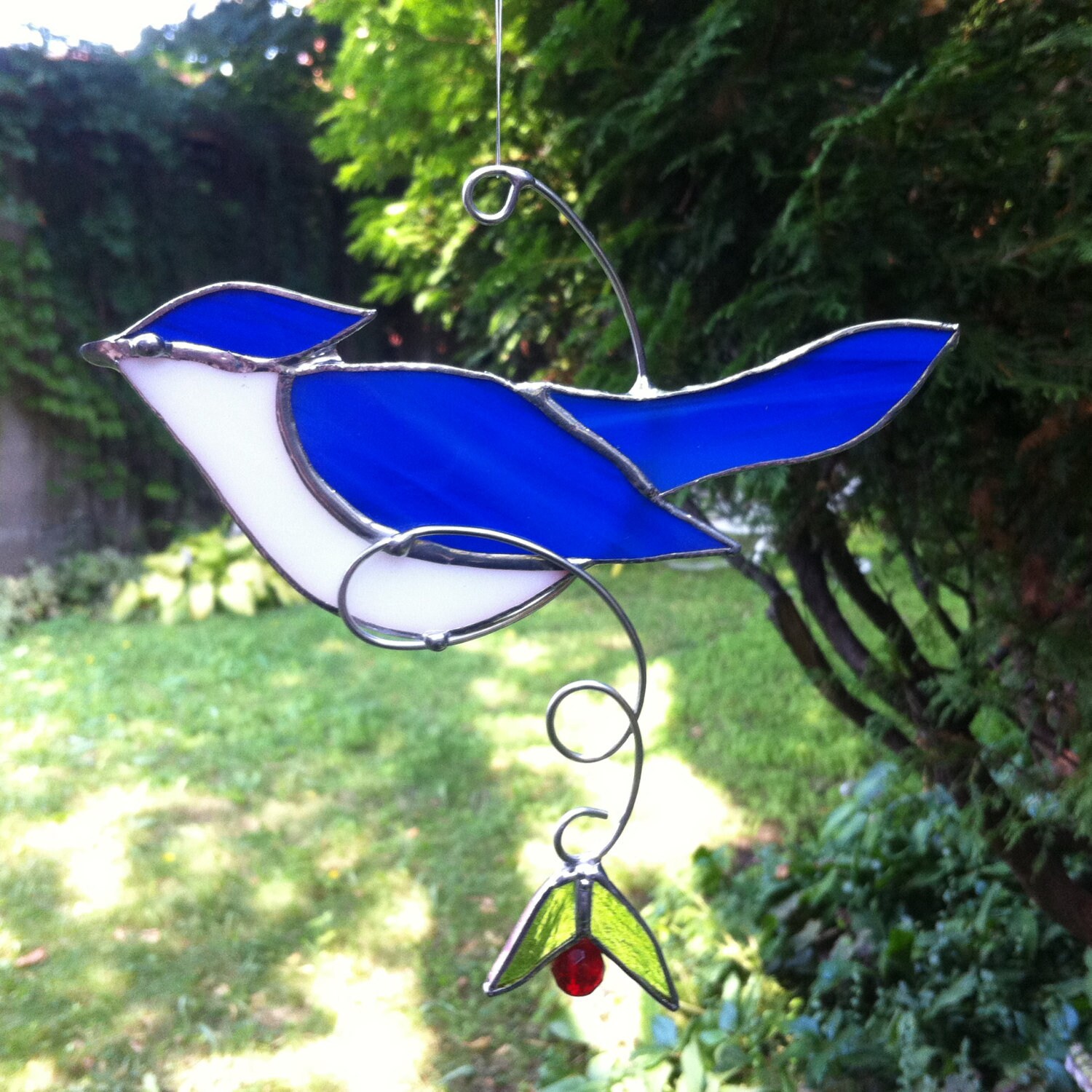 BLUE JAY - Handcrafted Stained Glass - Suncatcher - Window