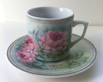 Vintage - Hand-painted - Demi Tasse - Chinese artist - Floral