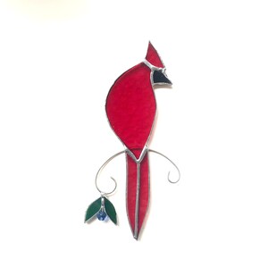 KARDINAL SONNENFÄNGER - Handgefertigter Glasmalerei - Fensterschmuck - Dekoration - Vogelliebhaber Geschenk - Blaubeere - Weihnachtskardinal - D-16