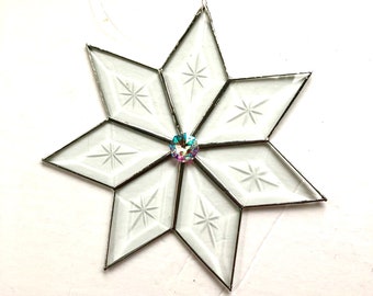 ELEGANT Bevelled Star - Christmas Star - Stained Glass Star - Star Christmas Ornament - Star Suncatcher - Heirloom Christmas Ornament - S-1