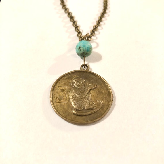 YEAR of the MONKEY - TURQUOISE - Chinese Zodiac - Monkey Pendant