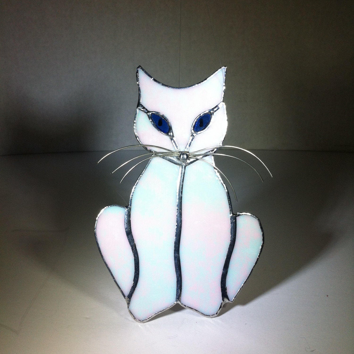 WHITE CAT - Sun Catcher - Stained Glass - Window Decor - Feline Friends ...