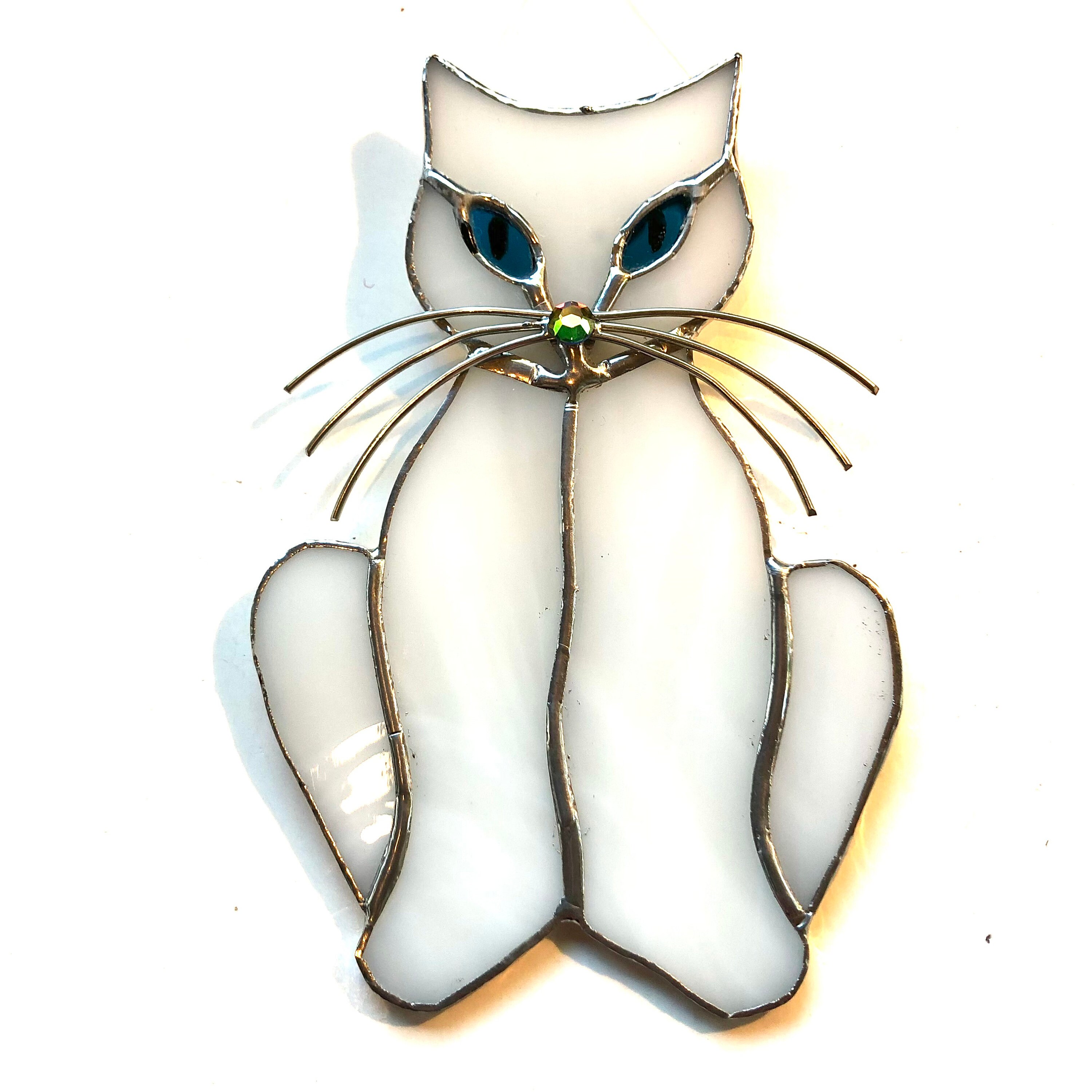 WHITE CAT - Sun Catcher - Stained Glass - Window Decor - Feline Friends ...