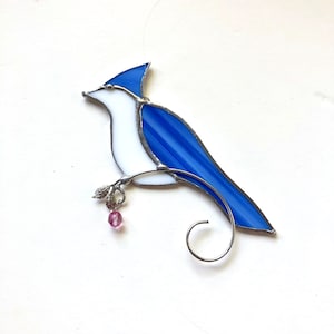 BLUE JAY - Glas in lood - Sun Catcher - Onze Vogelvrienden - Brutale Blauwe Gaai - Raam Ornament - Vogelaar Cadeau - Raam Decor - Natuur BJ7