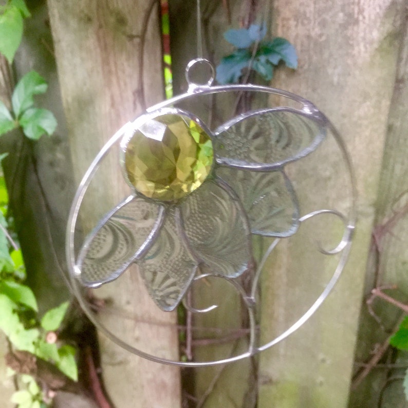 Handmade DAISY Suncatcher Summer Bliss Cottage Window Stained Glass Teacher Gift Housewarming Hostess Gift Window Ornament