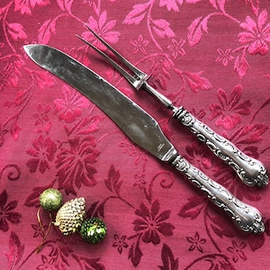BIRKS - Regency - Carving Set - 1950s Silverplate - Louis De France - Birk&#39;s REGENCY - Stainless Blade -Christmas Dinner Gift - Vintage - B2