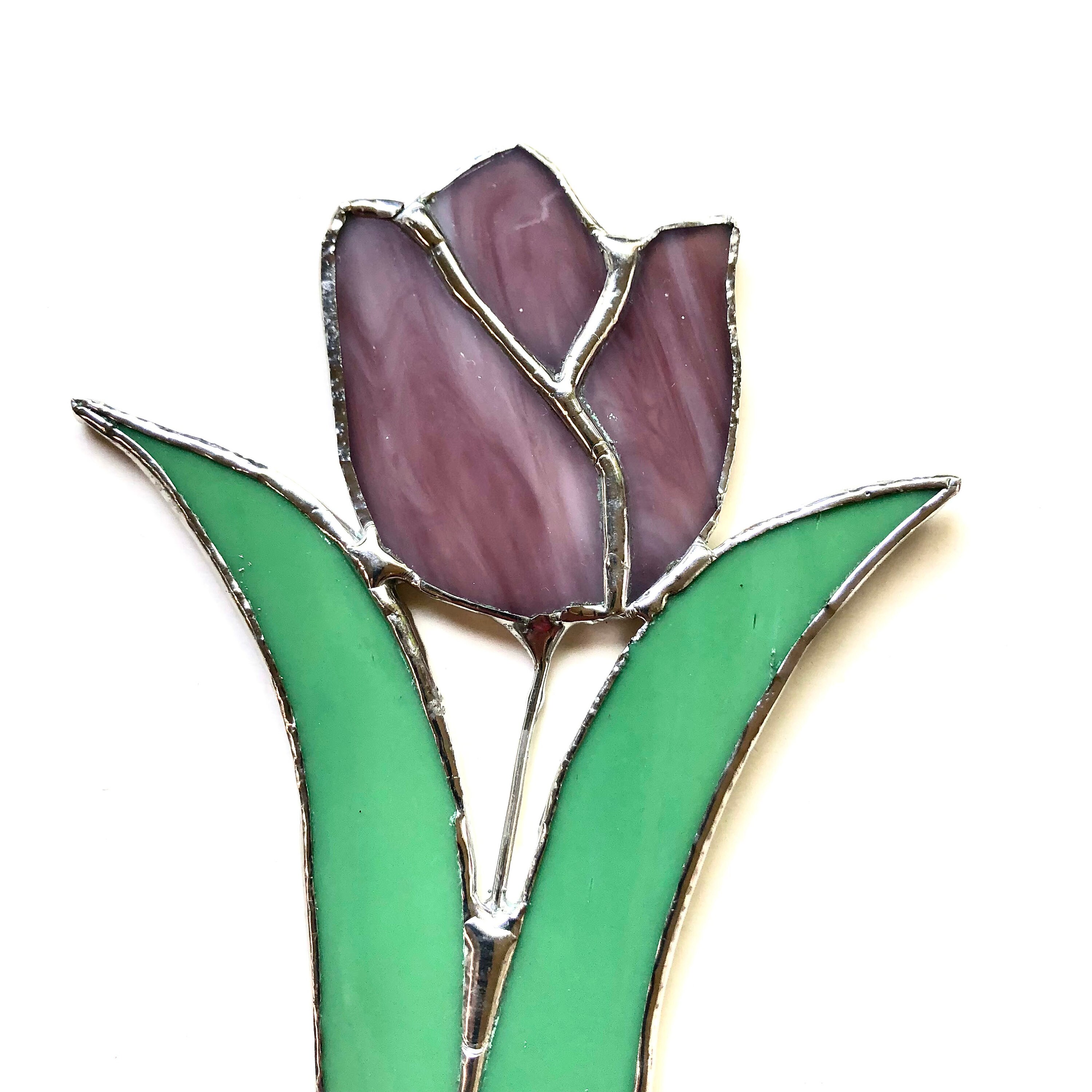 プラム チューリップ - ステンドグラス サンキャッチャー - 窓装飾