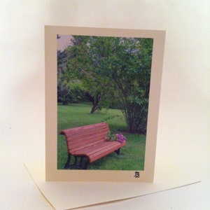 Carta VUOTA - SIMPATIA - Riflessione - Celebrare la natura - La panchina - Brigitte Jacobs - Montreal Botanic Gardens