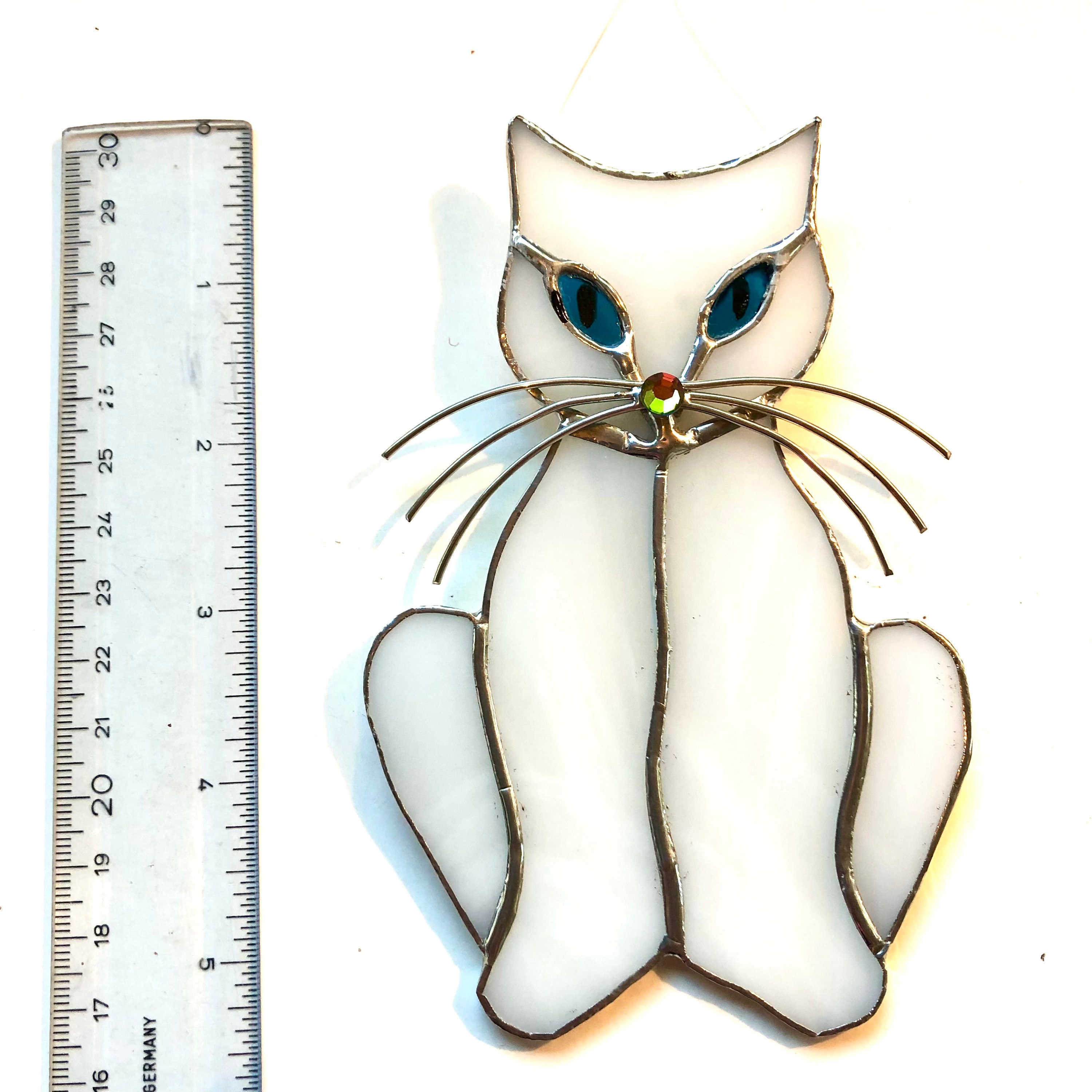 WHITE CAT - Sun Catcher - Stained Glass - Window Decor - Feline Friends ...