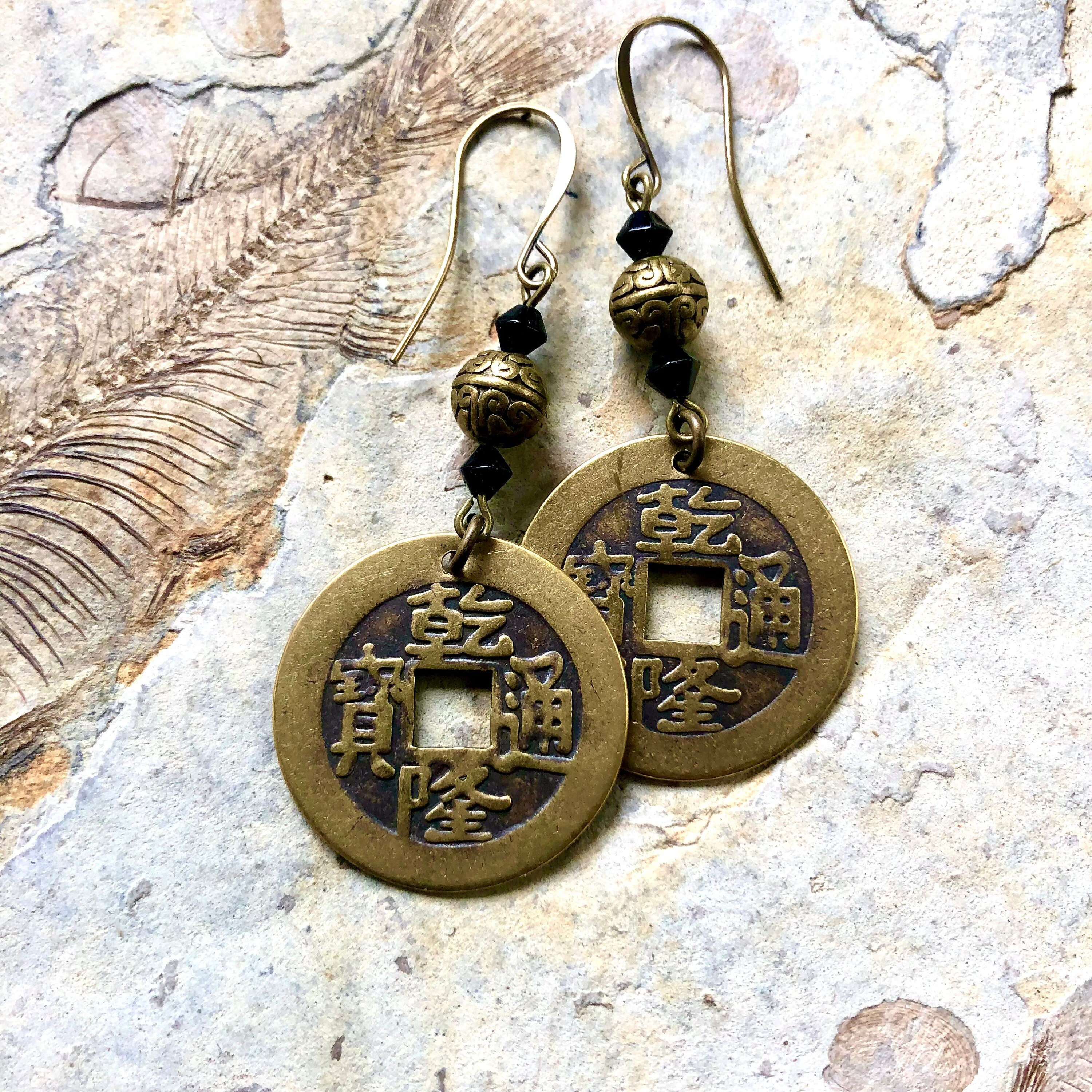 Chinese coin earrings sale