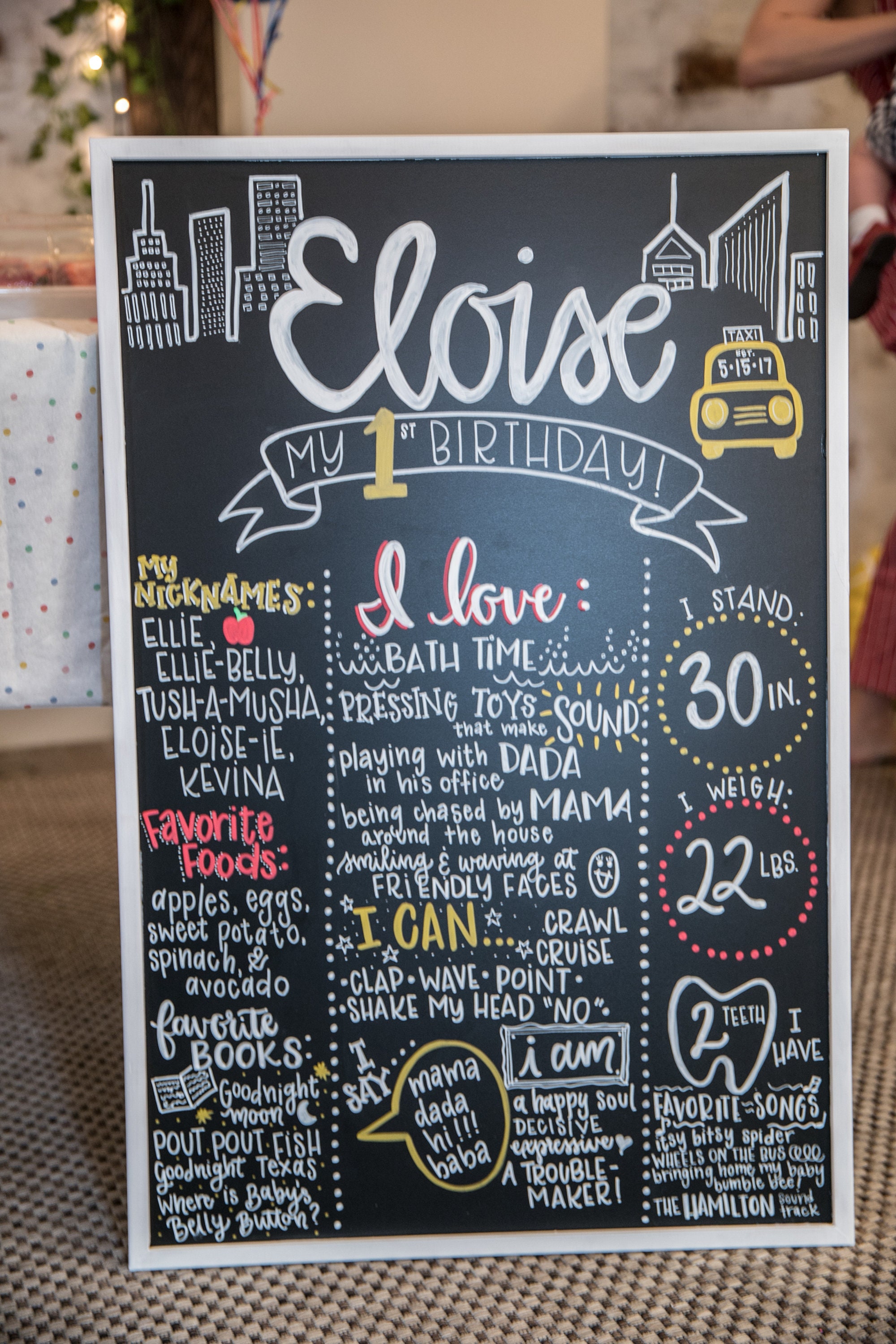 Hand-Painted First Birthday Chalkboard Sign, Custom Milestone Board, image size:2000x3000