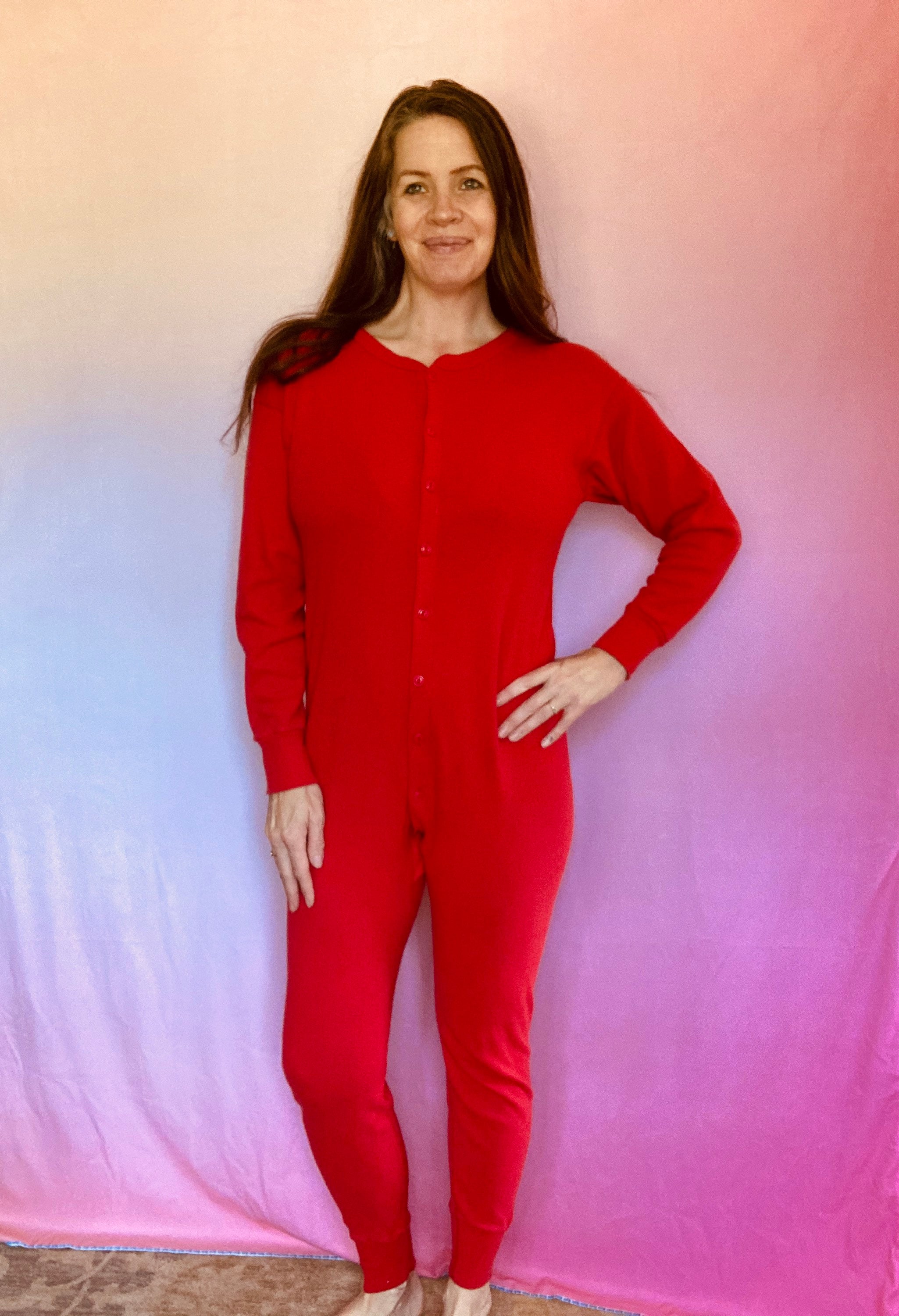 Red Long John Union Suit by Buck Size M - Etsy