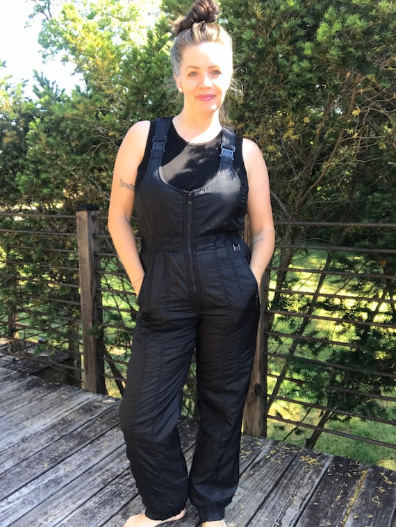 Vintage Black White Stag snow overalls
