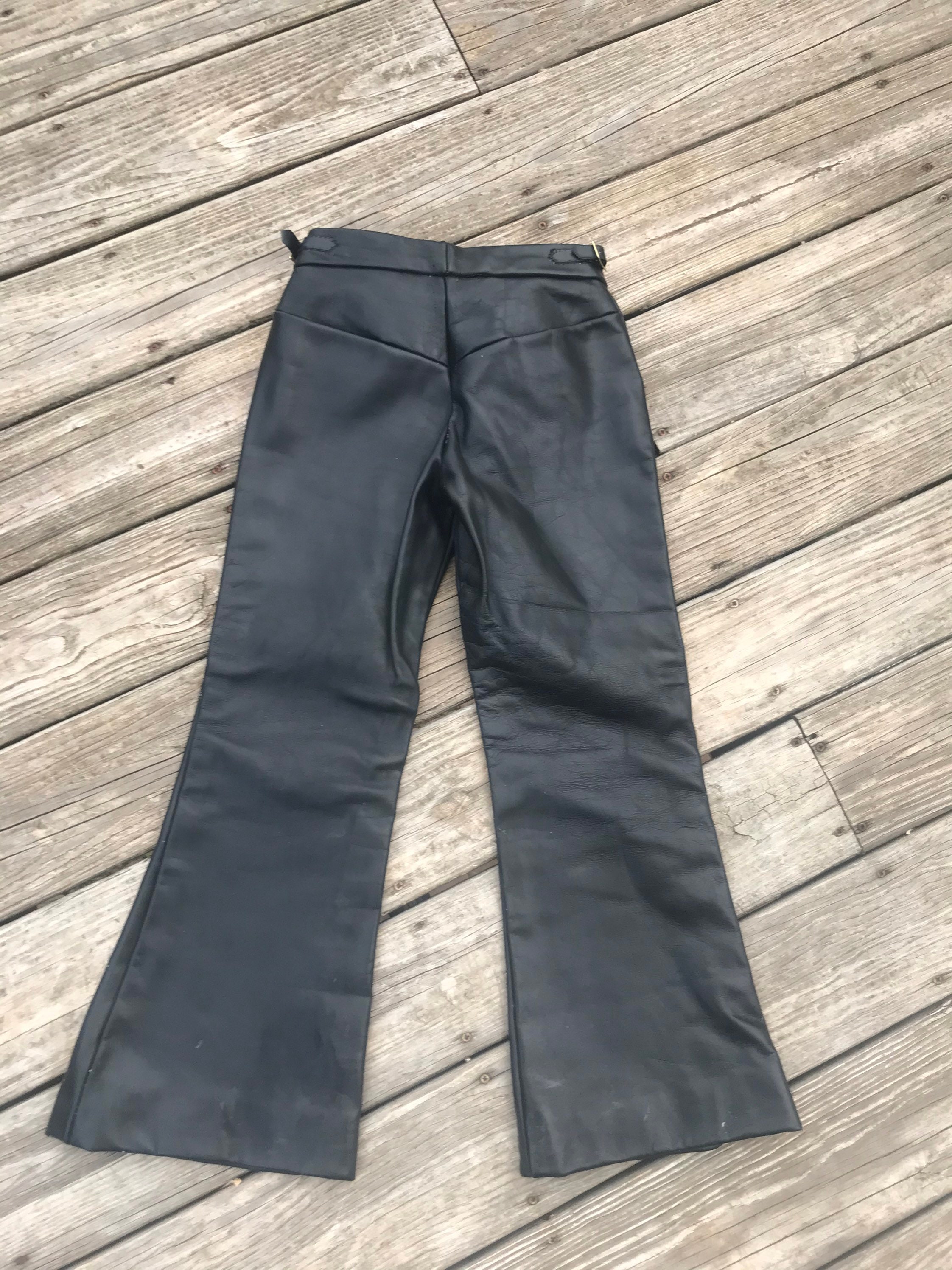 Vintage Leather flared pants. Size small | Etsy