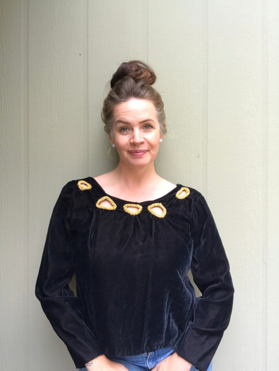 Vintage black velvet crop top