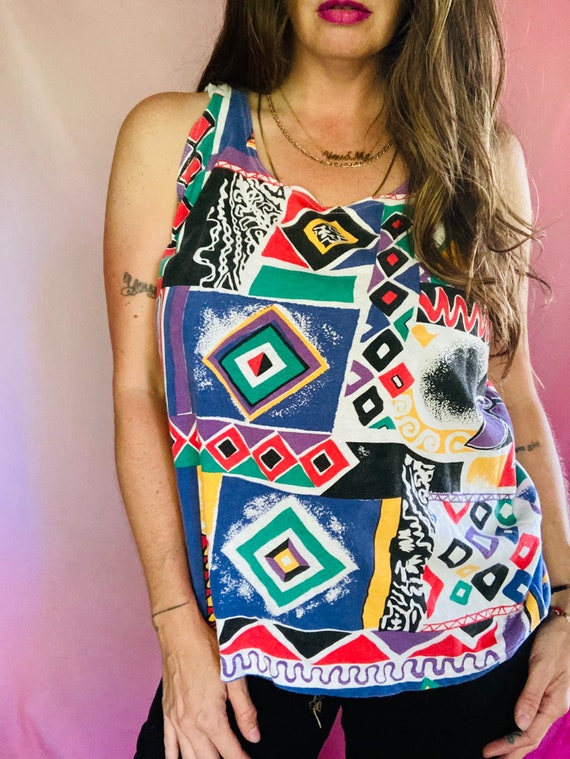 90s Abstract tank top size L/XL - image 3