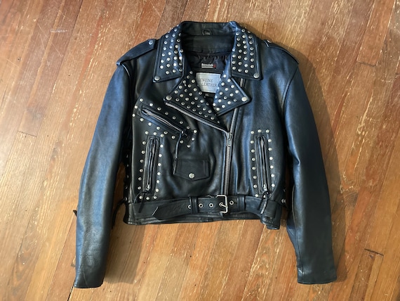 Vintage studded leather jacket cheap