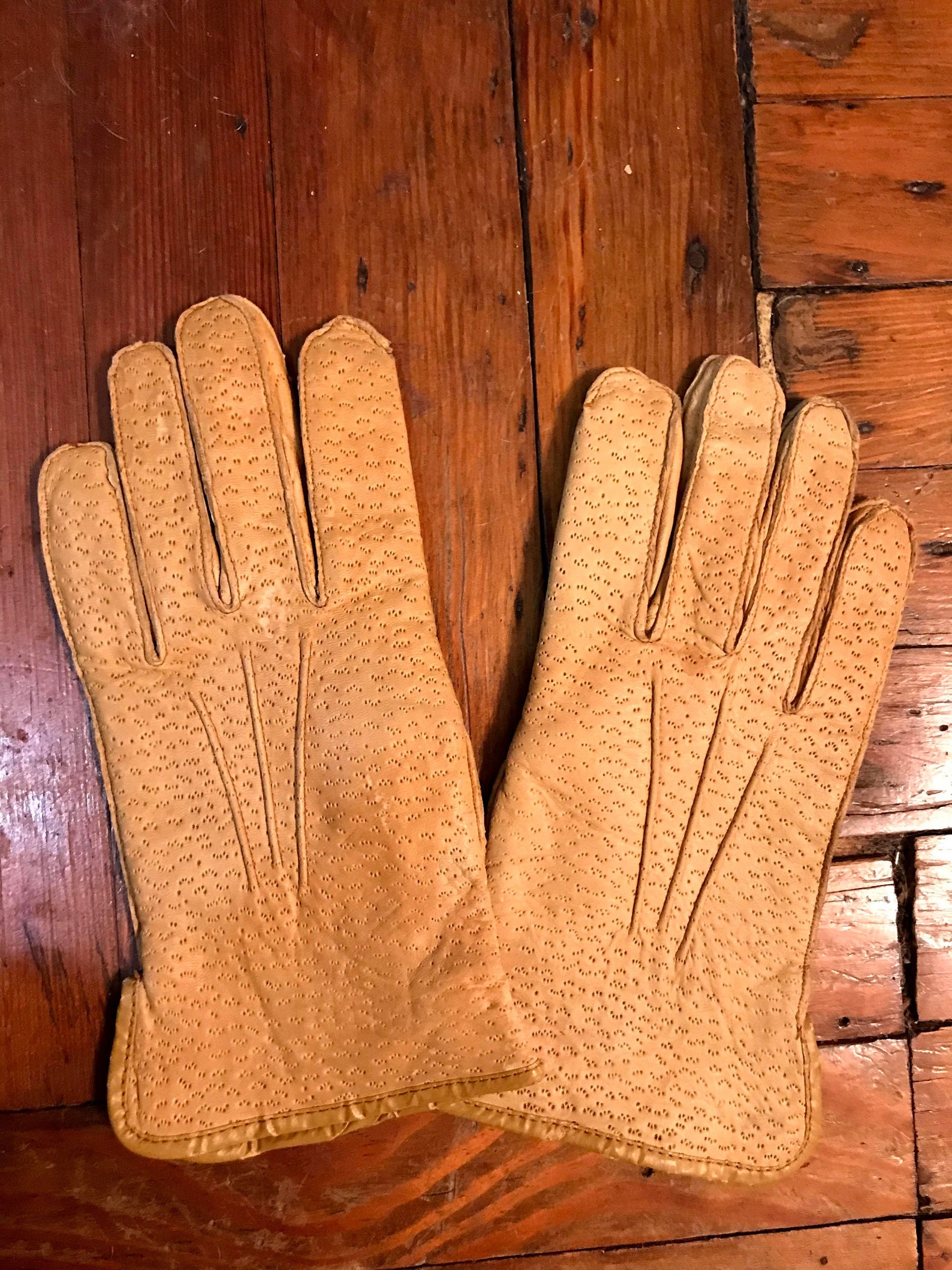 Vintage Soft leather flannel lined gloves Etsy