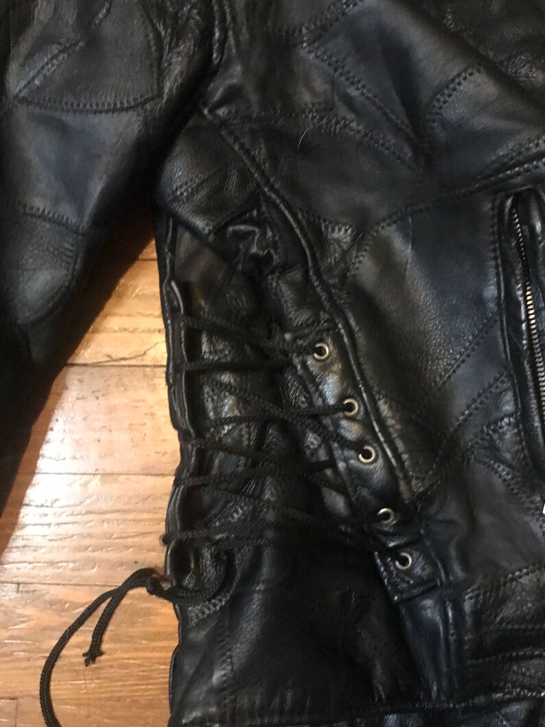 Vintage Diamond Plate Buffalo Leather Patchwork JacketSize large