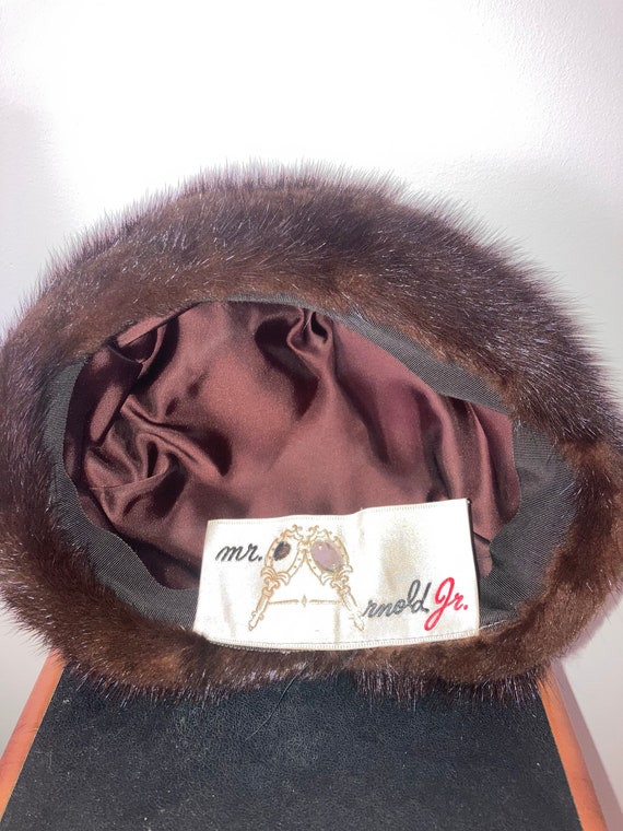 1960s Mr Arnold Jr Vintage Brown Faux Fur Hat - image 5