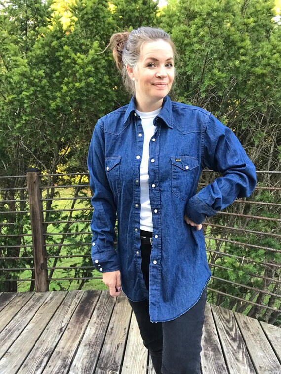 denim pearl snap