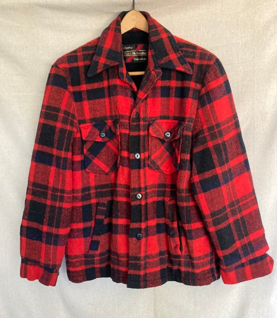 Vintage Red Plaid Wool Sears The Mens Store Outer… - image 4