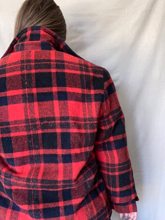 Vintage Red Plaid Wool Sears The Mens Store Outer… - image 3