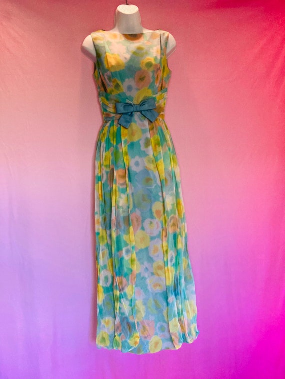 Vintage 1960’s Floral Maxi Cocktail Dress by Gale… - image 2