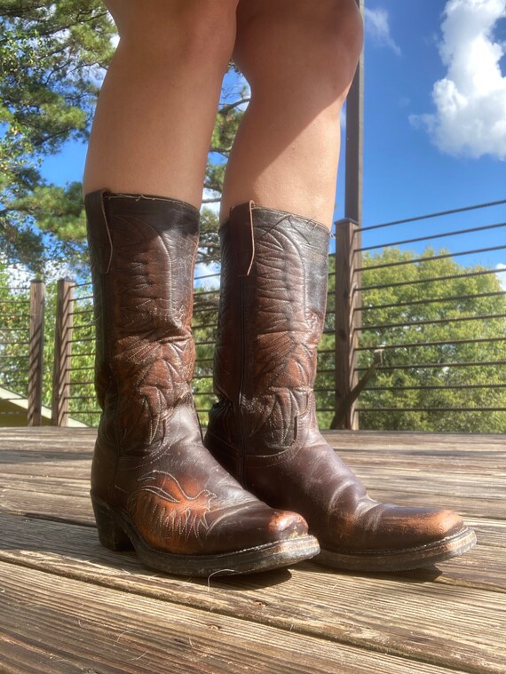 Vintage Wrangler Eagle Square toe cowboy boots men