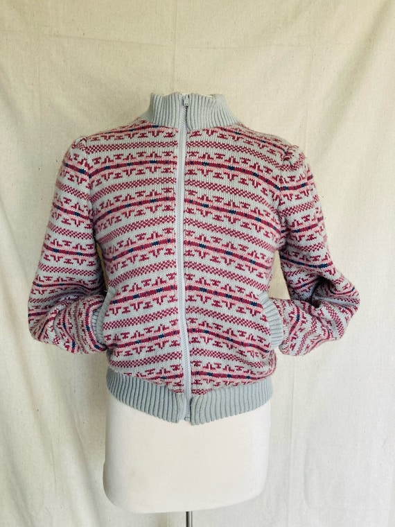 Vintage 80’s sweater Bomber Jacket Reversible Azte