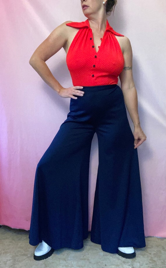 Red Jumpsuit 70's Jumpsuit 70s Romper Mod Pants 