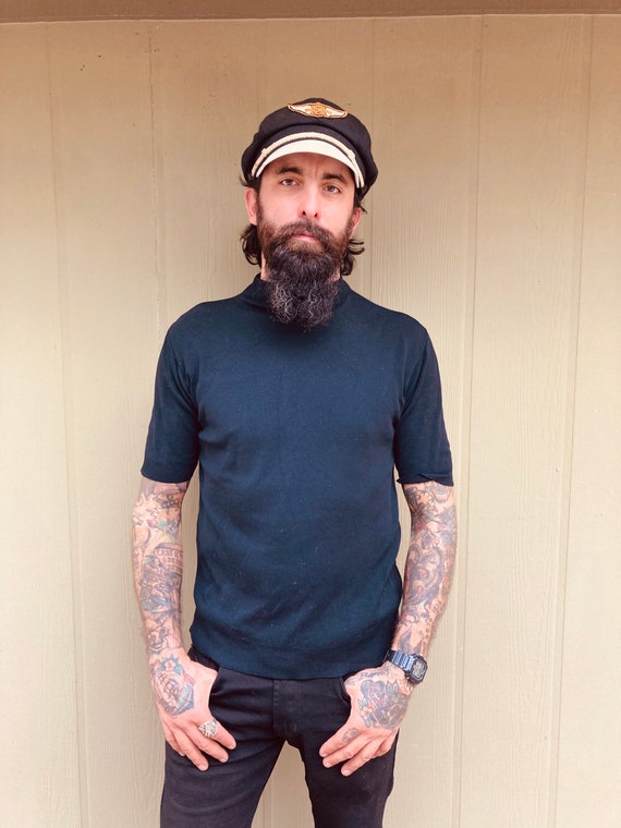 Vintage 60’s Black mock neck T-Shirt size L