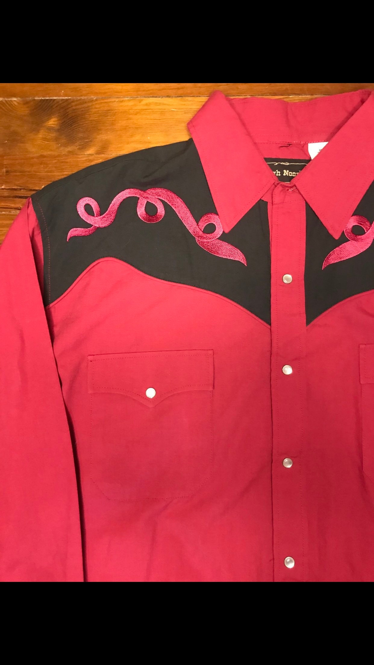 Vintage Black and Maroon Western shirt with pearl snapped | Etsy