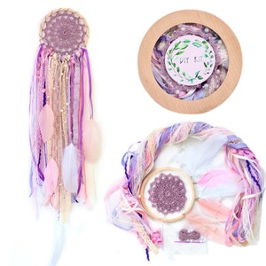 Kit fai da te per acchiappasogni, kit per bambine, acchiappasogni fai da te, kit per acchiappasogni, attività artigianali per compleanni con acchiappasogni rosa, kit per realizzare