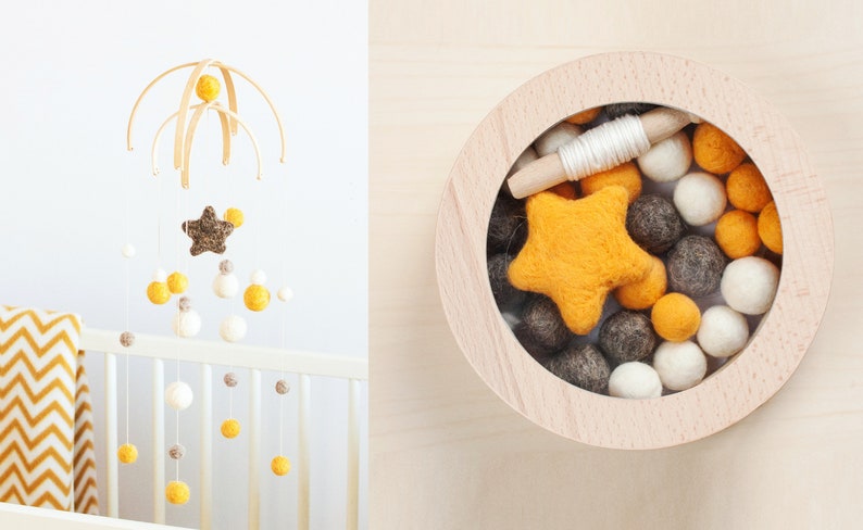 Baby Crib Mobile DIY kit Nursery Woolen Balls Mobile Chandelier image 1