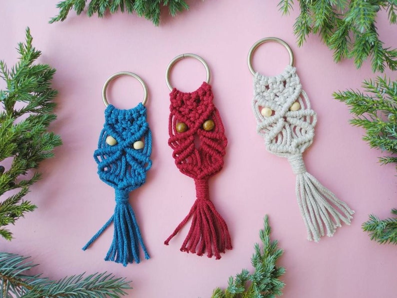 Diy Macrame Owl Keychain In 2021 E3F