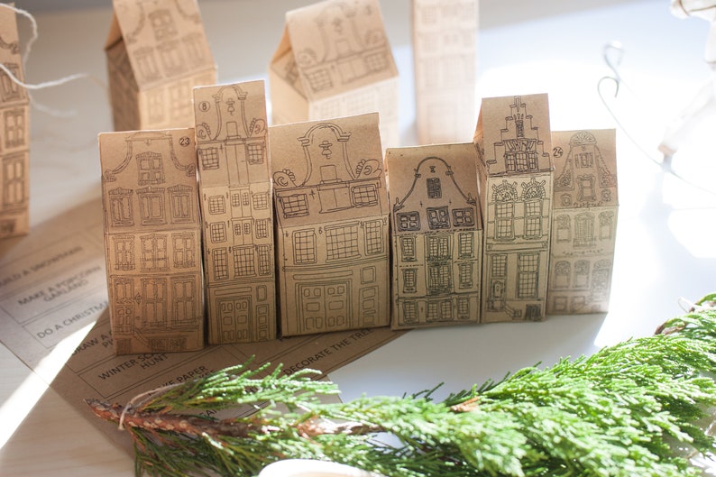 Christmas advent calendar, printable Amsterdam PDF Christmas Village Home Decoration image 3